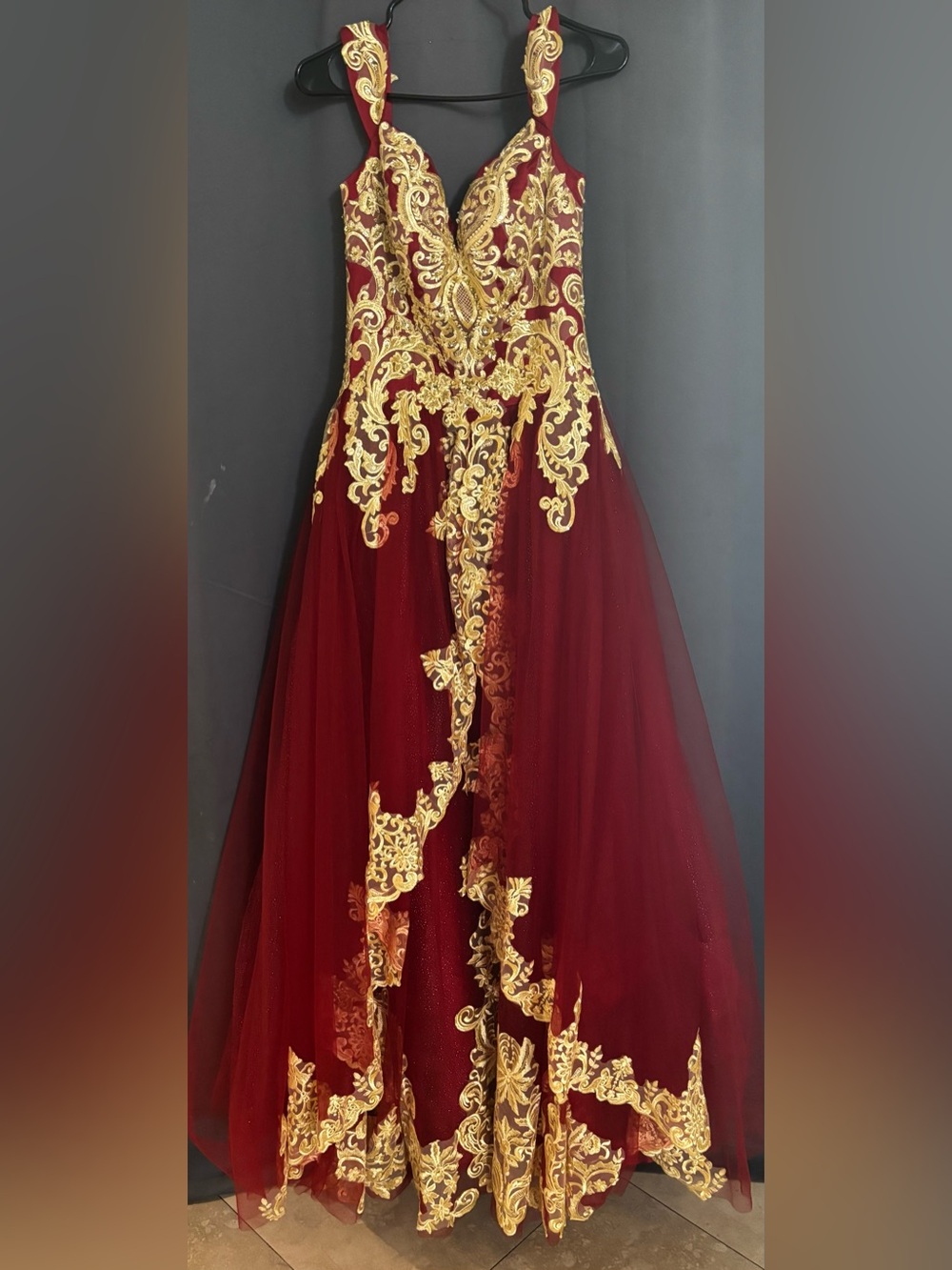 Marron and gold - formal gown